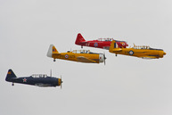 Four Harvard WW2 planes in formation